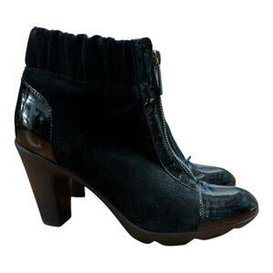 Aquatalia Ankle Boots Womens 7 Black Suede Gleam Heeled Boots